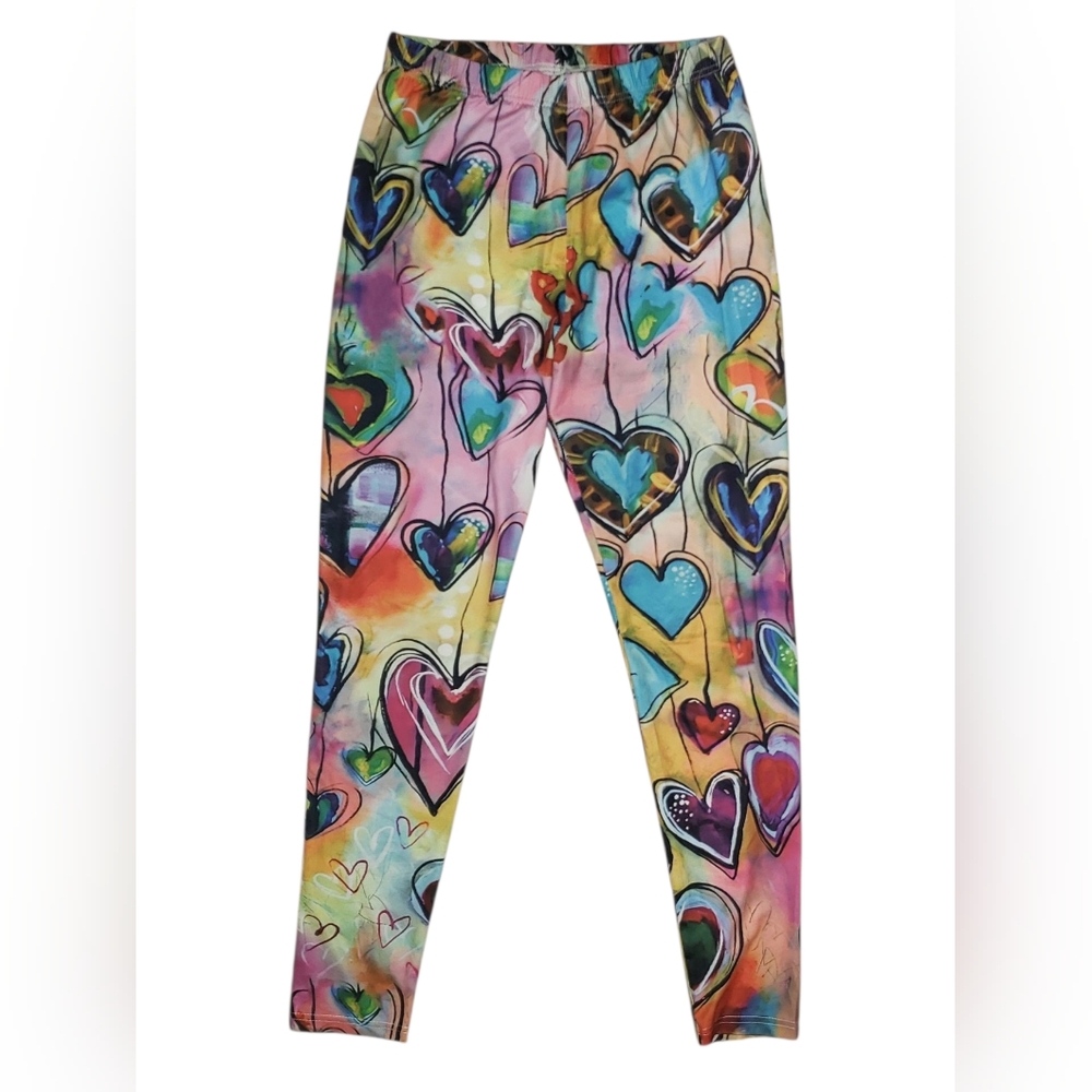 Colorful Heart Print Leggings